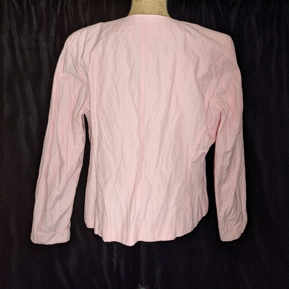 Chicos 2 Barbie Pink Open Jacket Crinkle Metallic Pintuck Pleated Pockets Lined - Picture 2 of 8